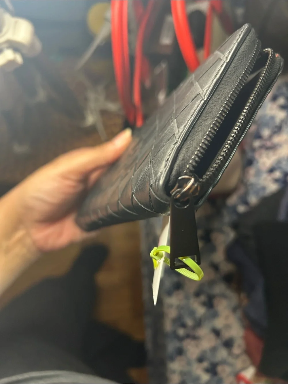Bottega Veneta Black Intrecciato Woven Zip Phone Case